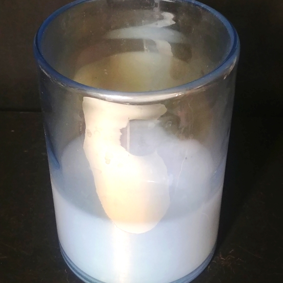 Handmade Pearl Iridescent Milky Bottom Large Candle Pillar Holder - Picture 2 of 4